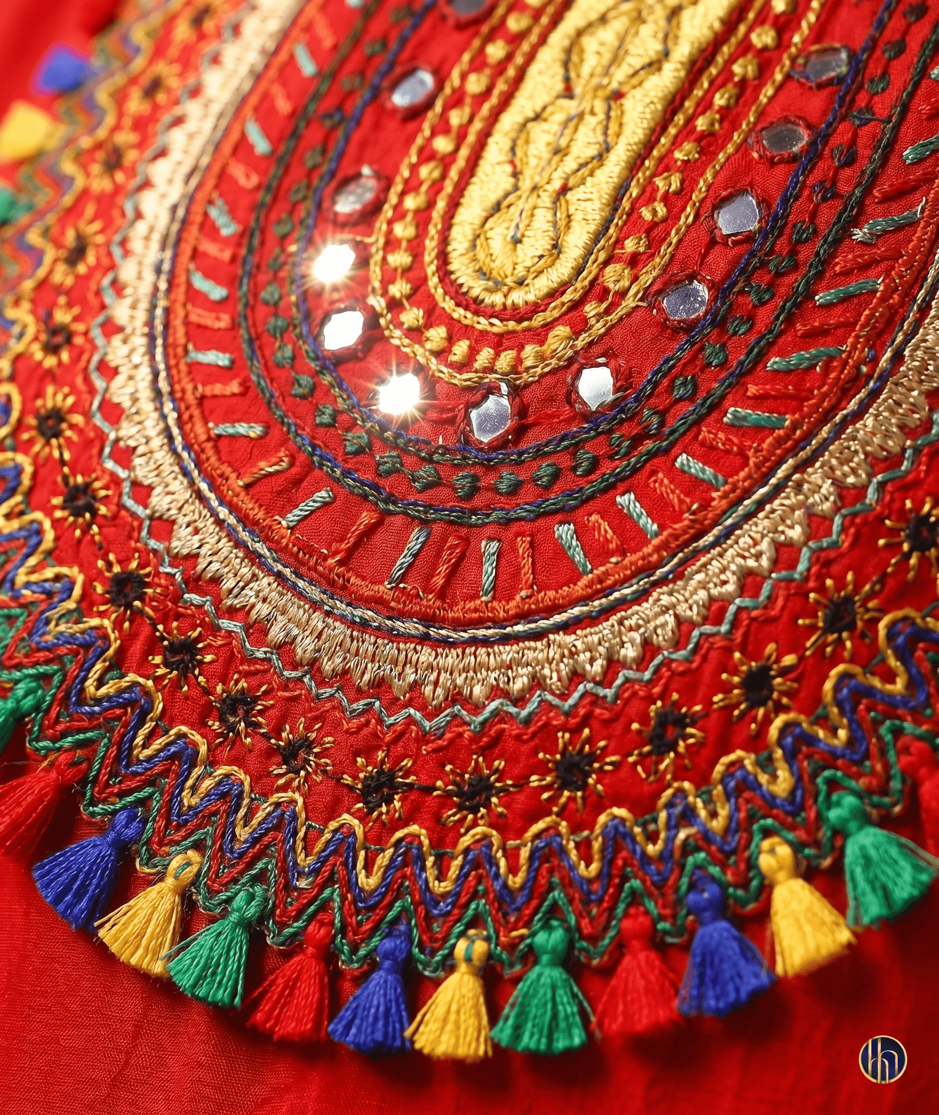 Roohi Red Kutch-Embriodered Kurta Set with Yellow Dupatta